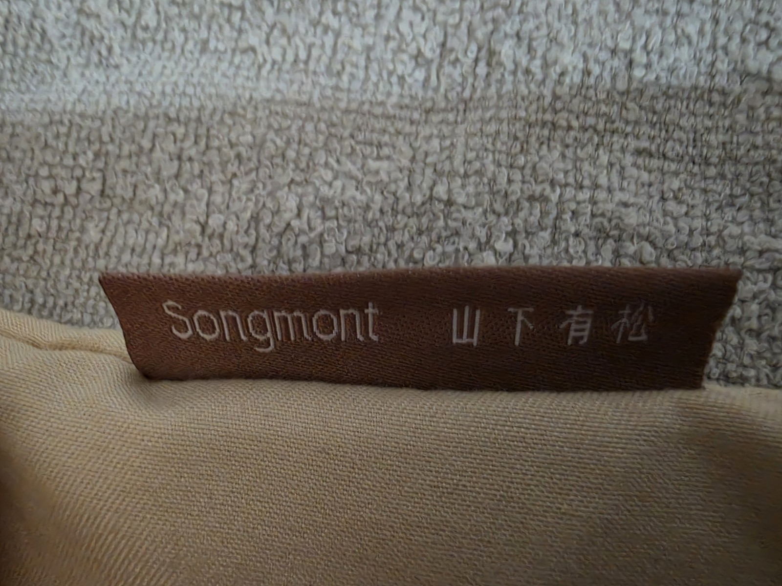 Songmont Brown earbud case with dust Bag.