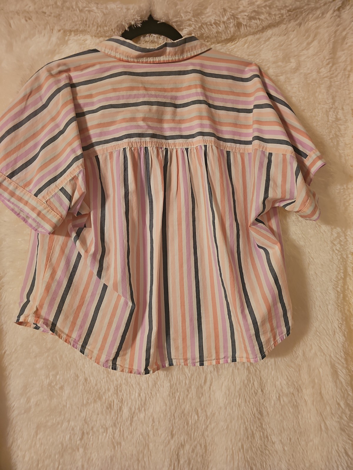 Universal Thread Multicolored Striped Cropped Collared Top Size L