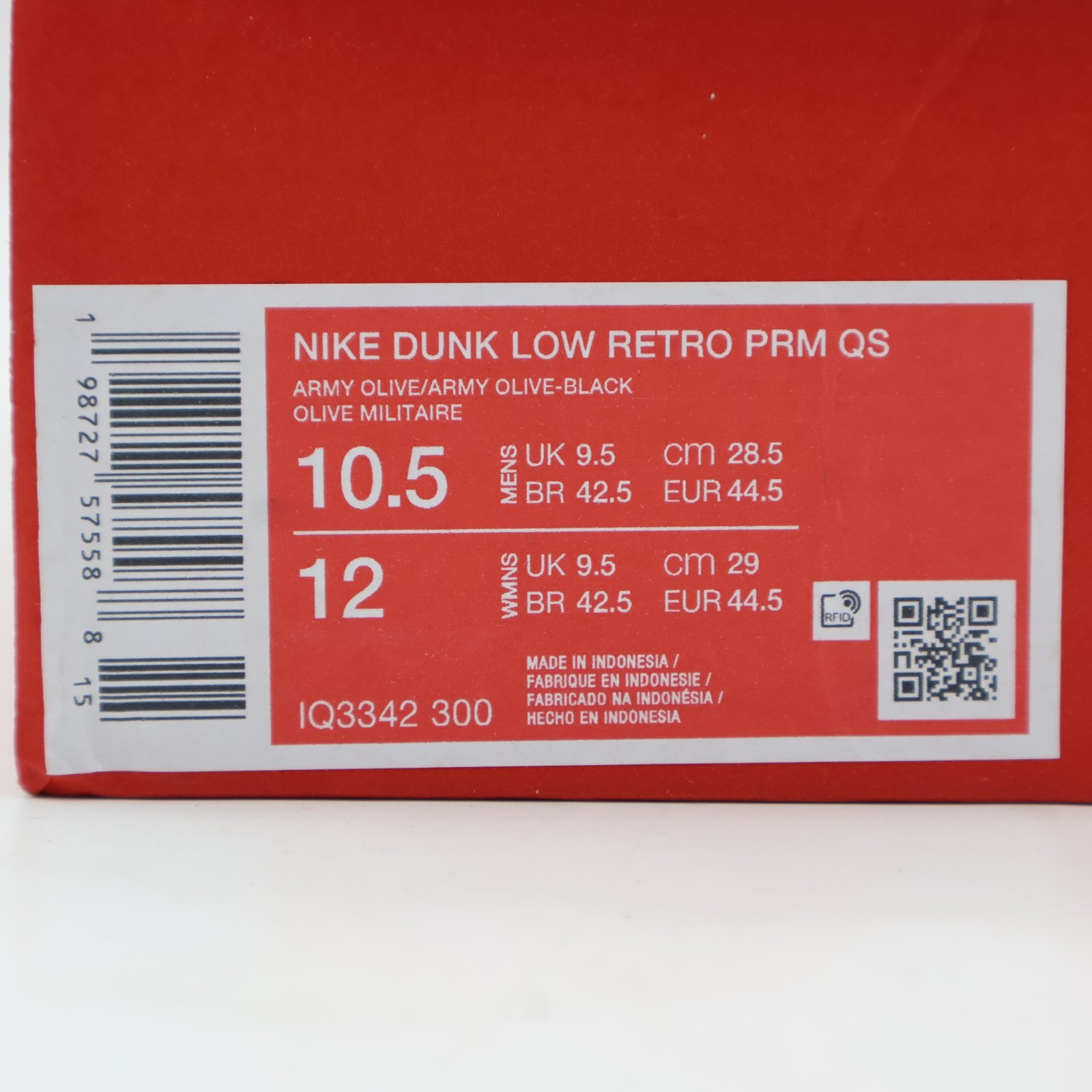 IQ3342-300 Nike Dunk Low Retro PRM QS Army Olive Black (Men’s)