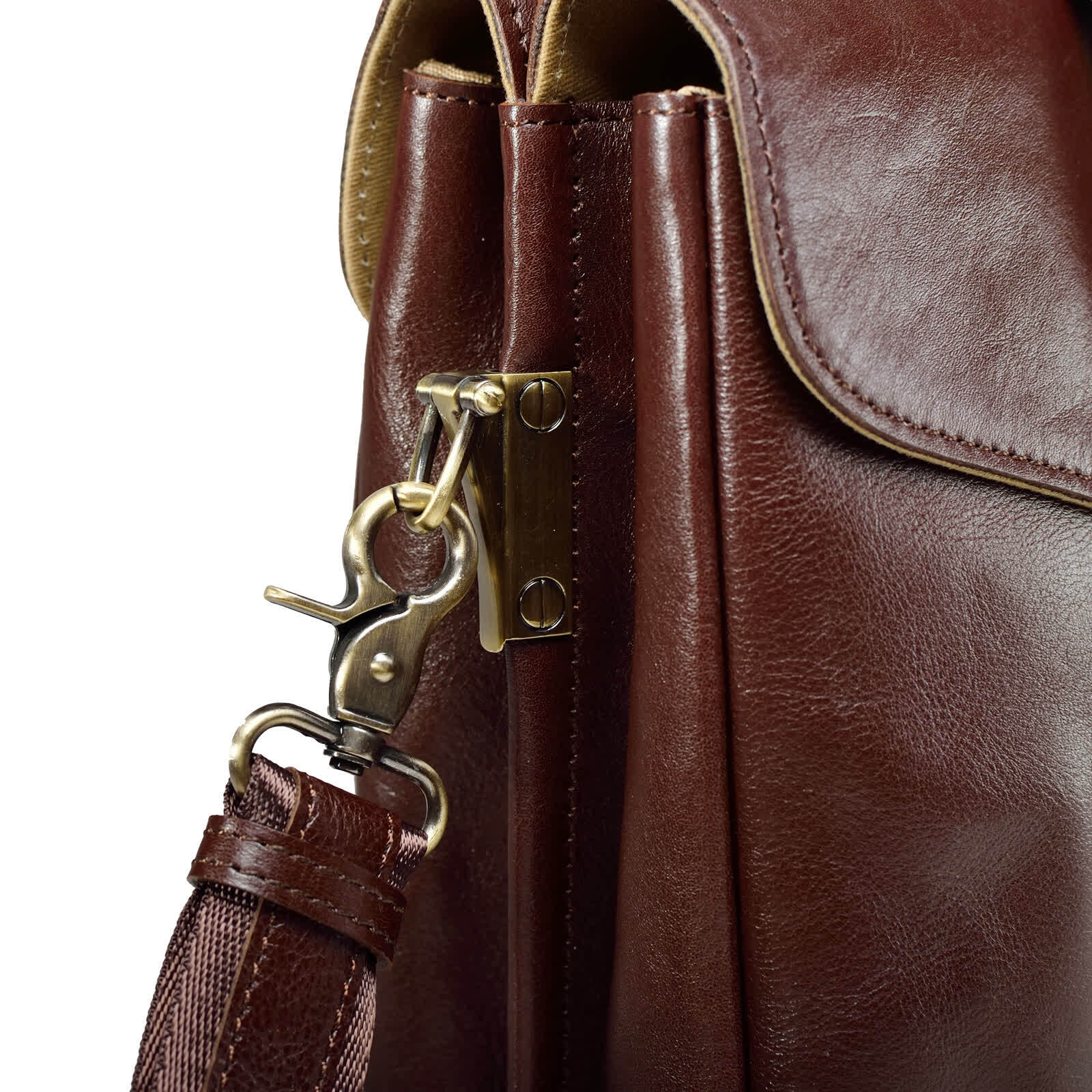 Erivis Brown Women Genuine Leather Briefcase with Adjustable Strap