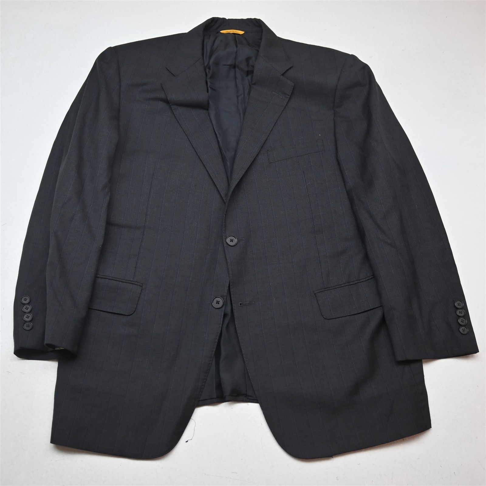 Hickey Freeman 44R 38×30 Gray Striped 100% Wool USA Made Mens Jacket Pants Suit