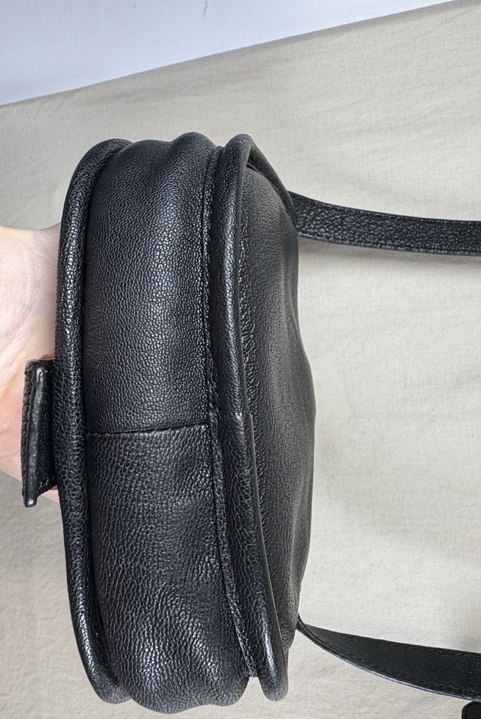 Michael Kors Black Leather Small Saddle Crossbody Bag Gold Buckle