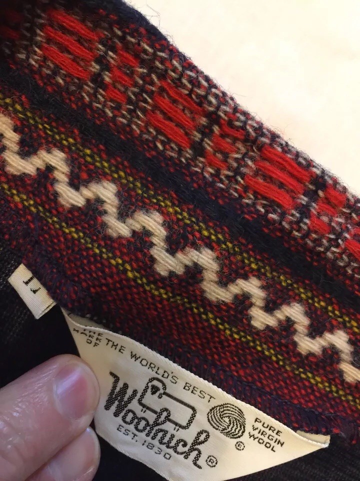 Woolrich Wool Vest Multi Patterned Large Lg L Leather Closure GUC – See Details