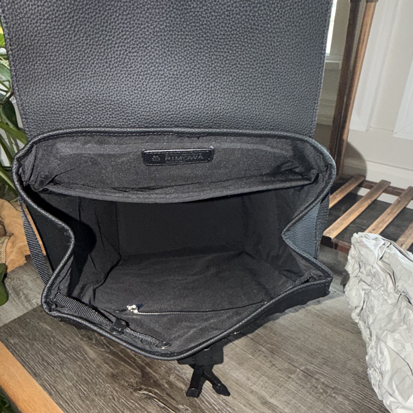 RIMOWA Black Large Flap Backpack Top Handle Outer Pockets Buckle Zip
