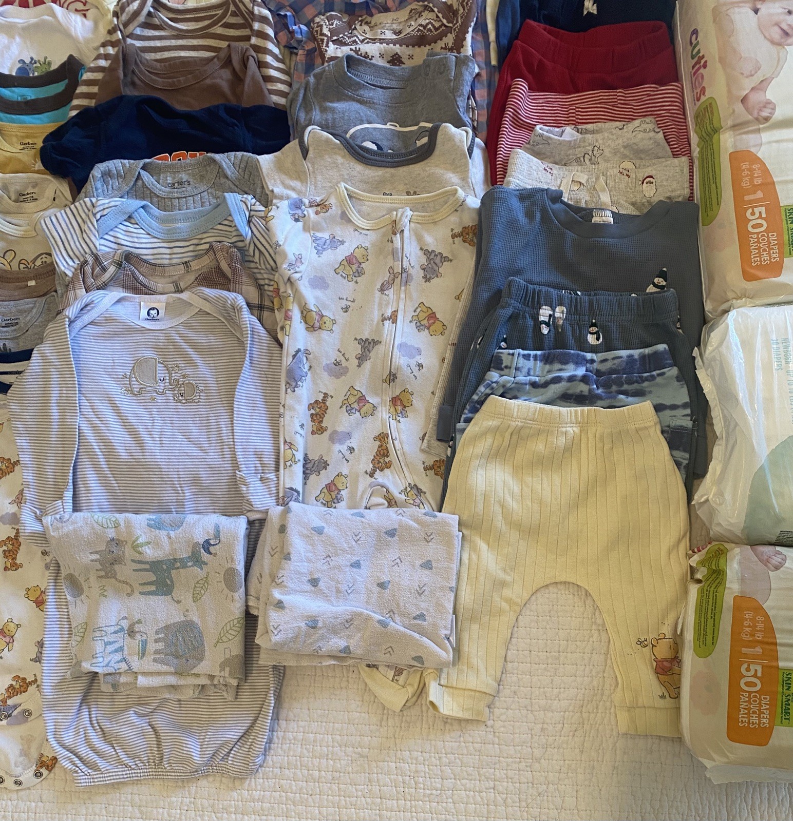 Huge Lot Boys Clothes 0-3 3-6 Months Newborn Diapers Millie Moon Disney Carters