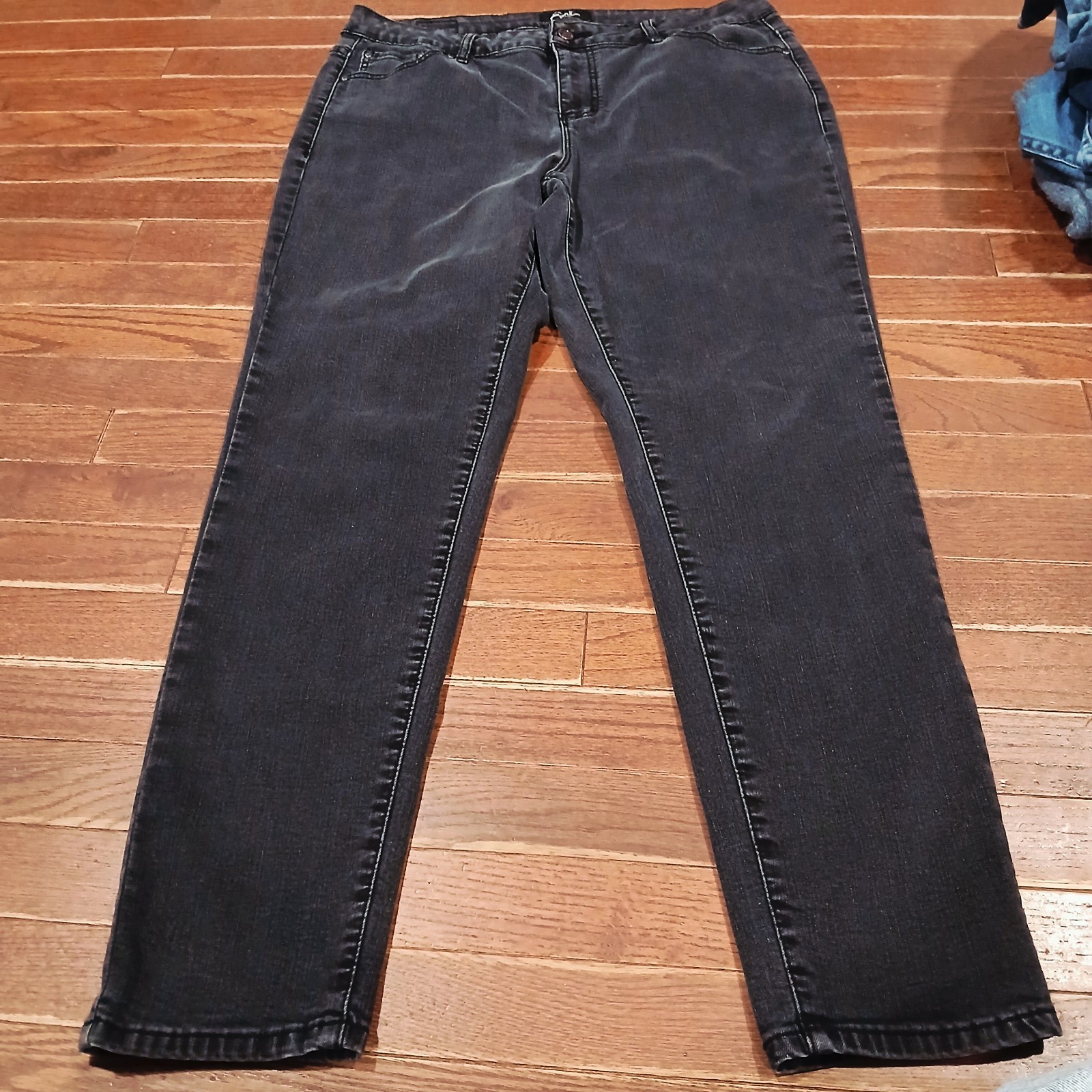 Earl Jean Womens Straight Leg Skinny Black mid rise jeans Sz 16 Western Summer