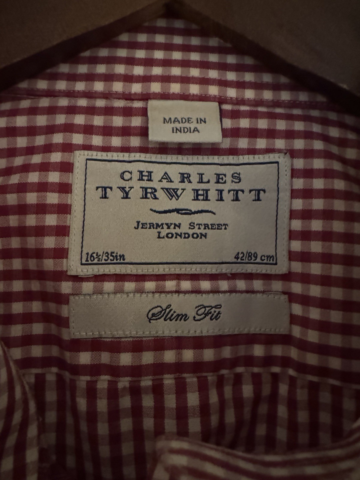 Charles Tyrwhitt Lavender Check Men’s Dress Shirt — 16 1/2 35 Inches SLIM FIT