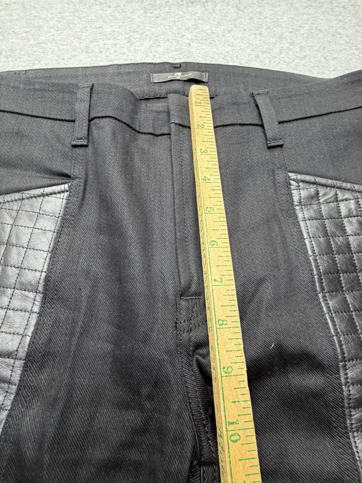 7 For All Mankind Jeans Mens 31×29 Black Skinny Moto Quilted Leather Denim