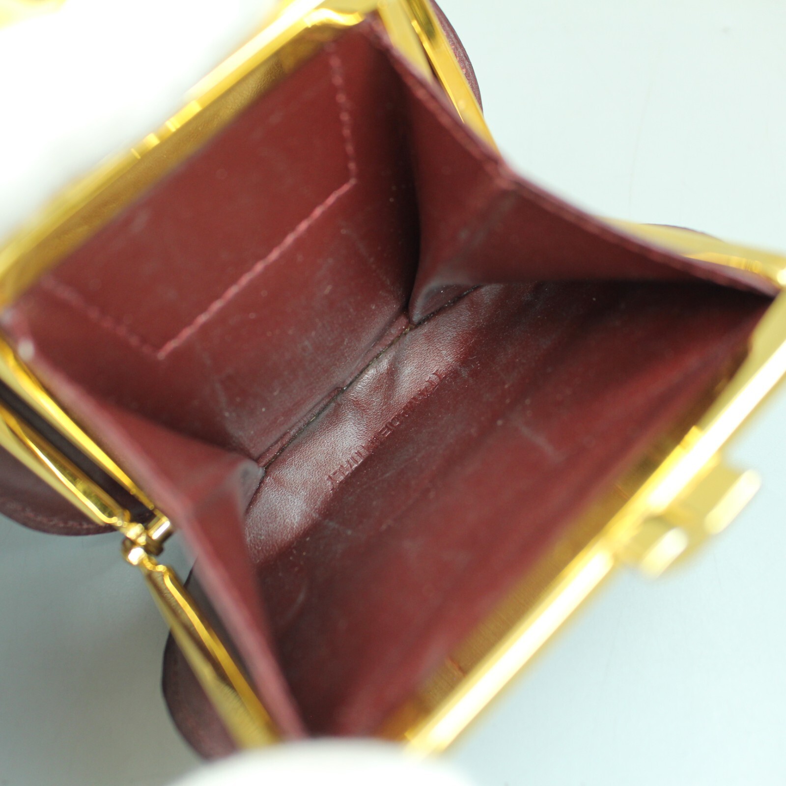 Cartier Vintage Coin Case Gama-guchi Leather Bordeaux Burgundy Coin Case 114