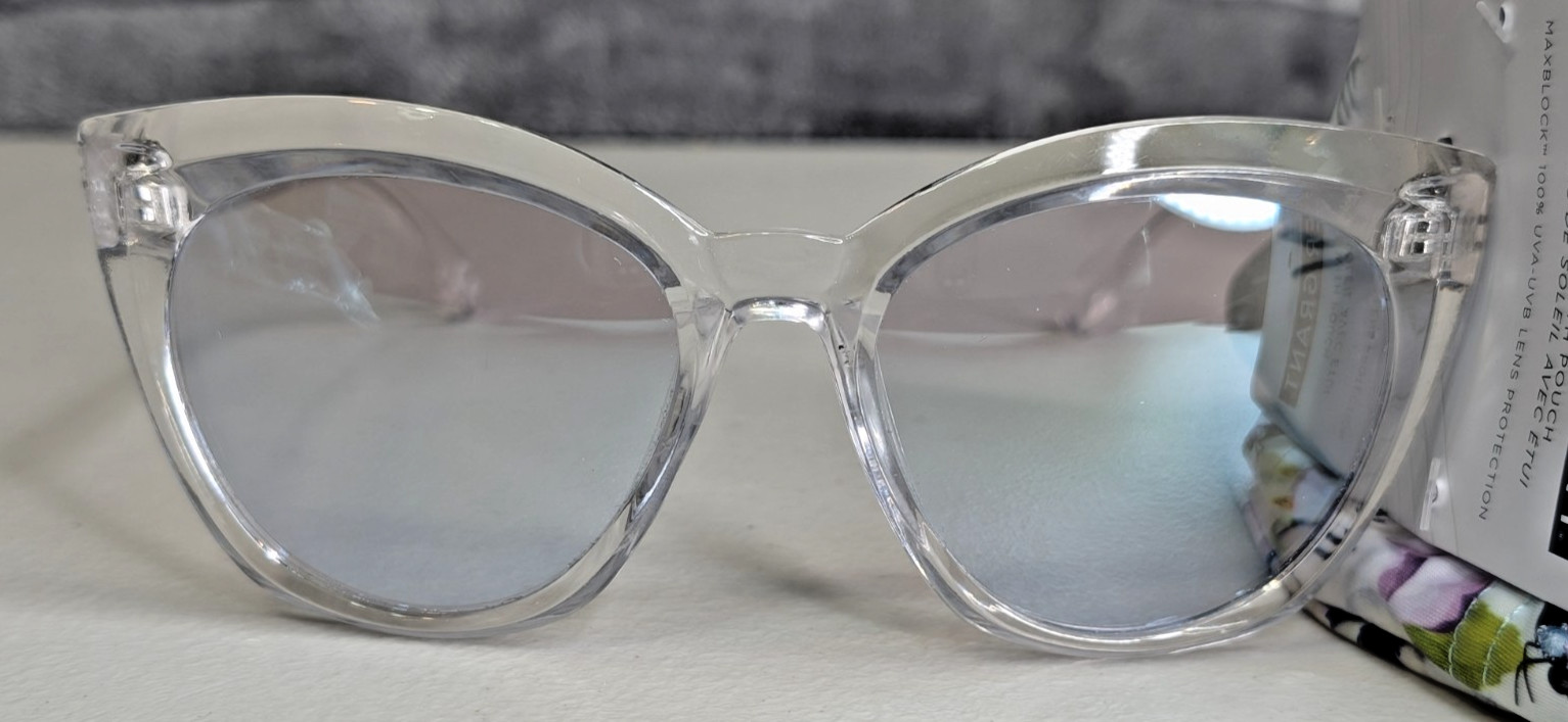 Foster Grant Sunglasses Womens Clear Cateye with Pouch 100% UVA UVB Blemished