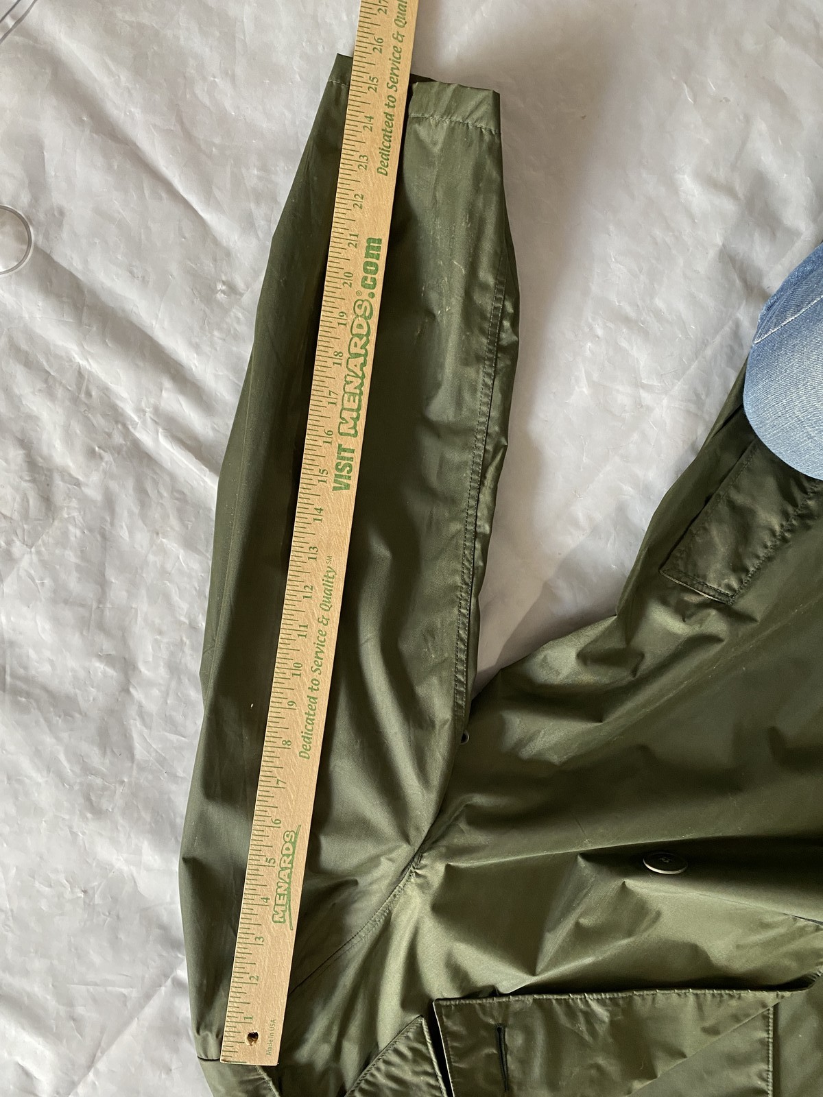 Vintage Military Blauer Raincoat Mens Green Nylon Rubber Coated Jacket Vietnam
