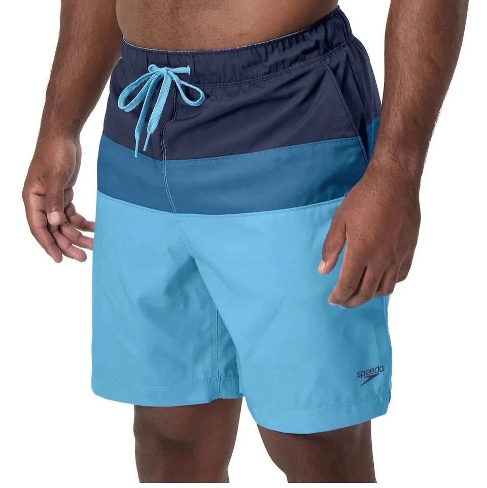 Speedo Tech Volley Swim Shorts, Blue, Size XL 36/38, UPF 50+, Liner, 3 Pockets..