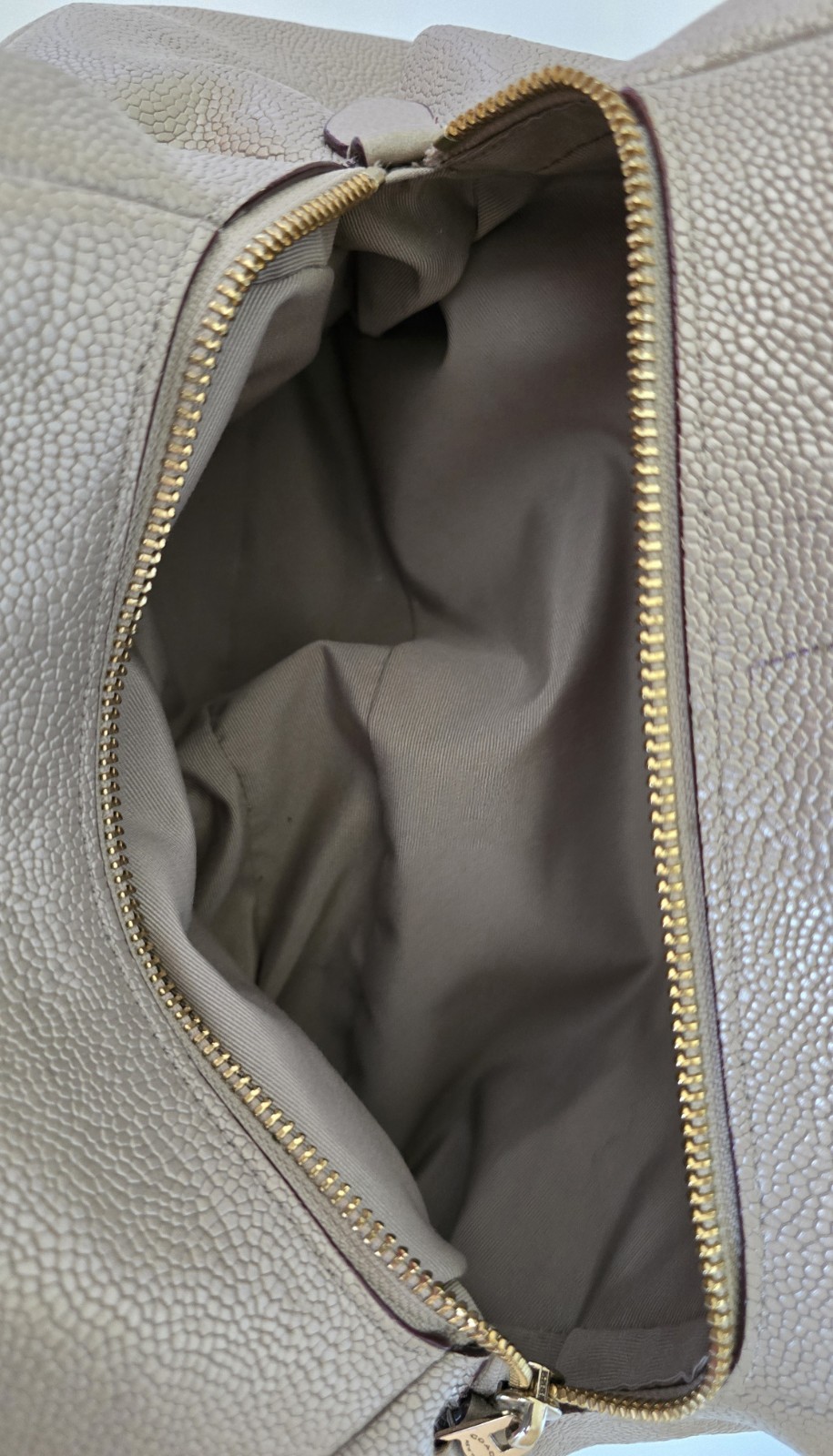 Coach Phoebe Champagne Metallic Pebbled Leather Hobo Shoulder Bag Studded