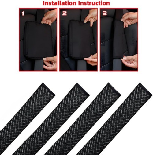 Extra Long Car Seat Belt Cover, 2PCS Soft Vehicle Seatbelt Should Color: Black