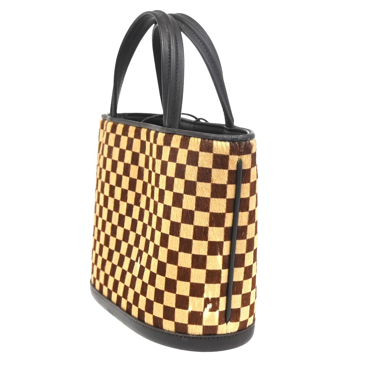 LOUIS VUITTON Impala Hand Bag Damier Sauvage Furb Leather Brown M92133 33YJ035