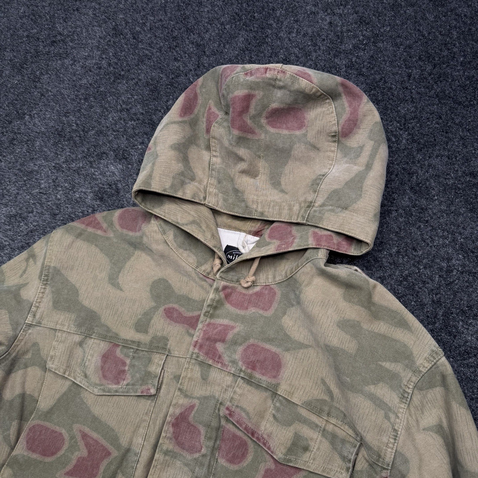 Vintage Mil-tec Sturm Australian Swamp Multi Camo Hooded Canvas Field Jacket LG