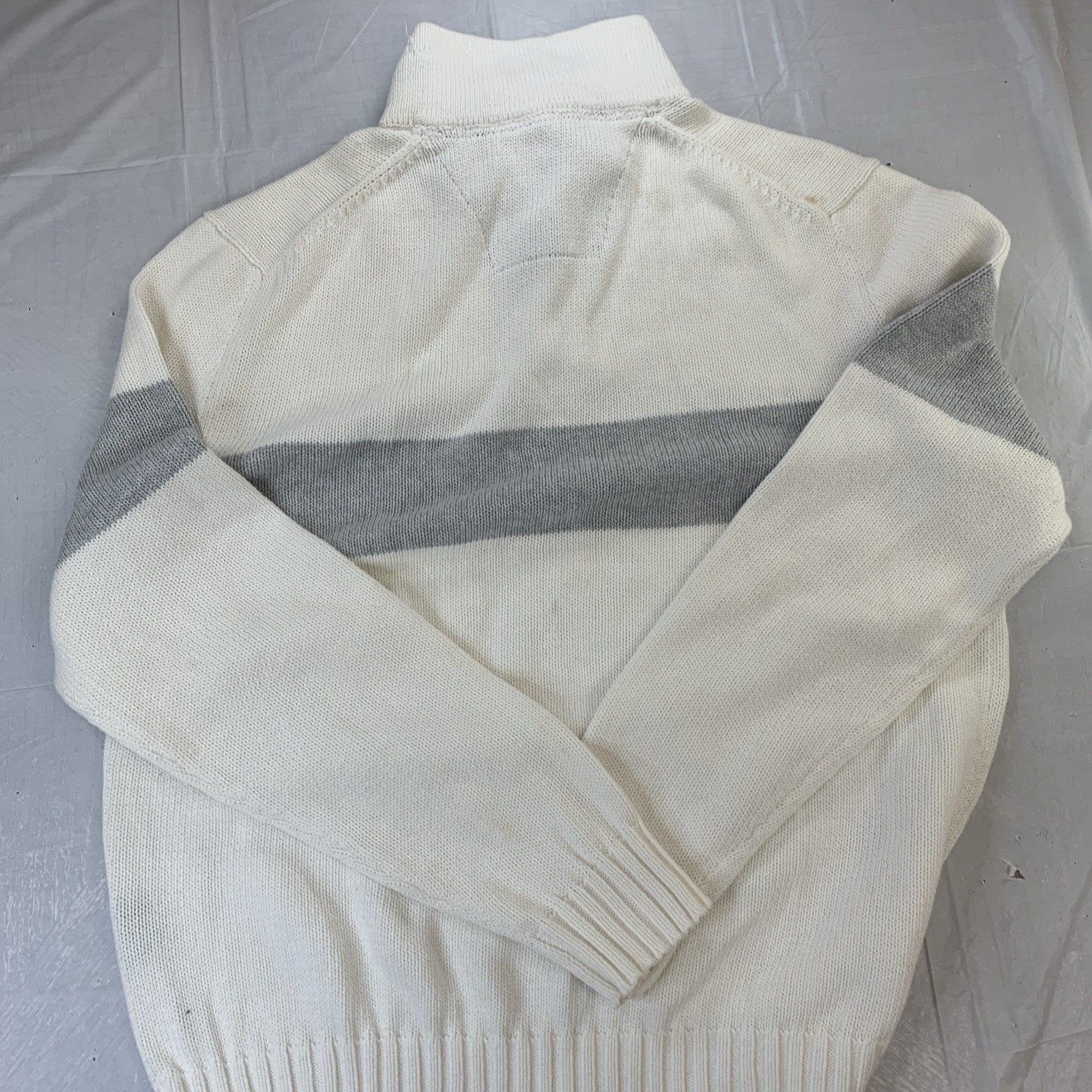 Nautica Quarter Zip Pullover L Colorblock Navy Yellow White Retro Fall Prep