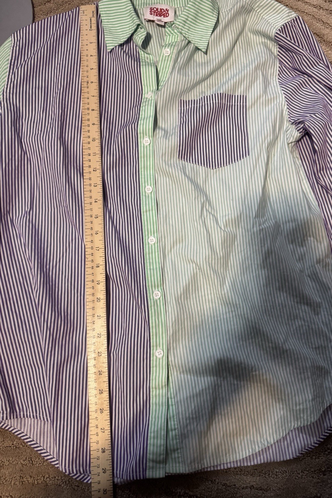 Solid And Striped Oxford Tunic Purple And Green Size Medium