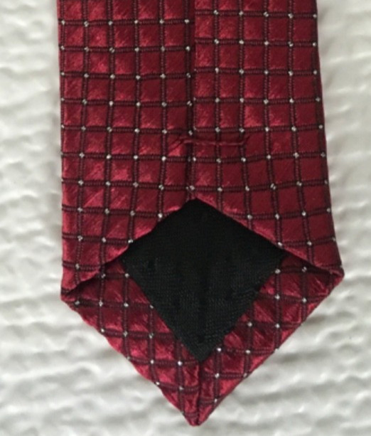 Neck Tie Dark Red with Dark Red Silver Tiny Squares 3.25 inches Wide 55 in Long