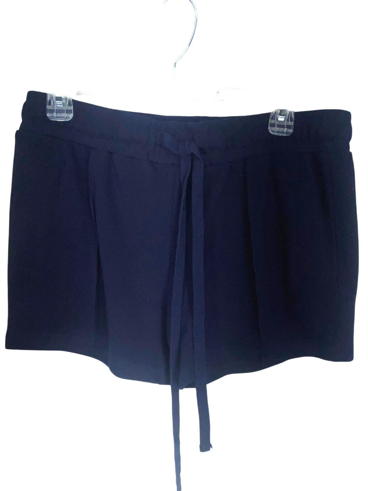 White Birch Navy Blue Knit Shorts Womens L With Drawstring Waist