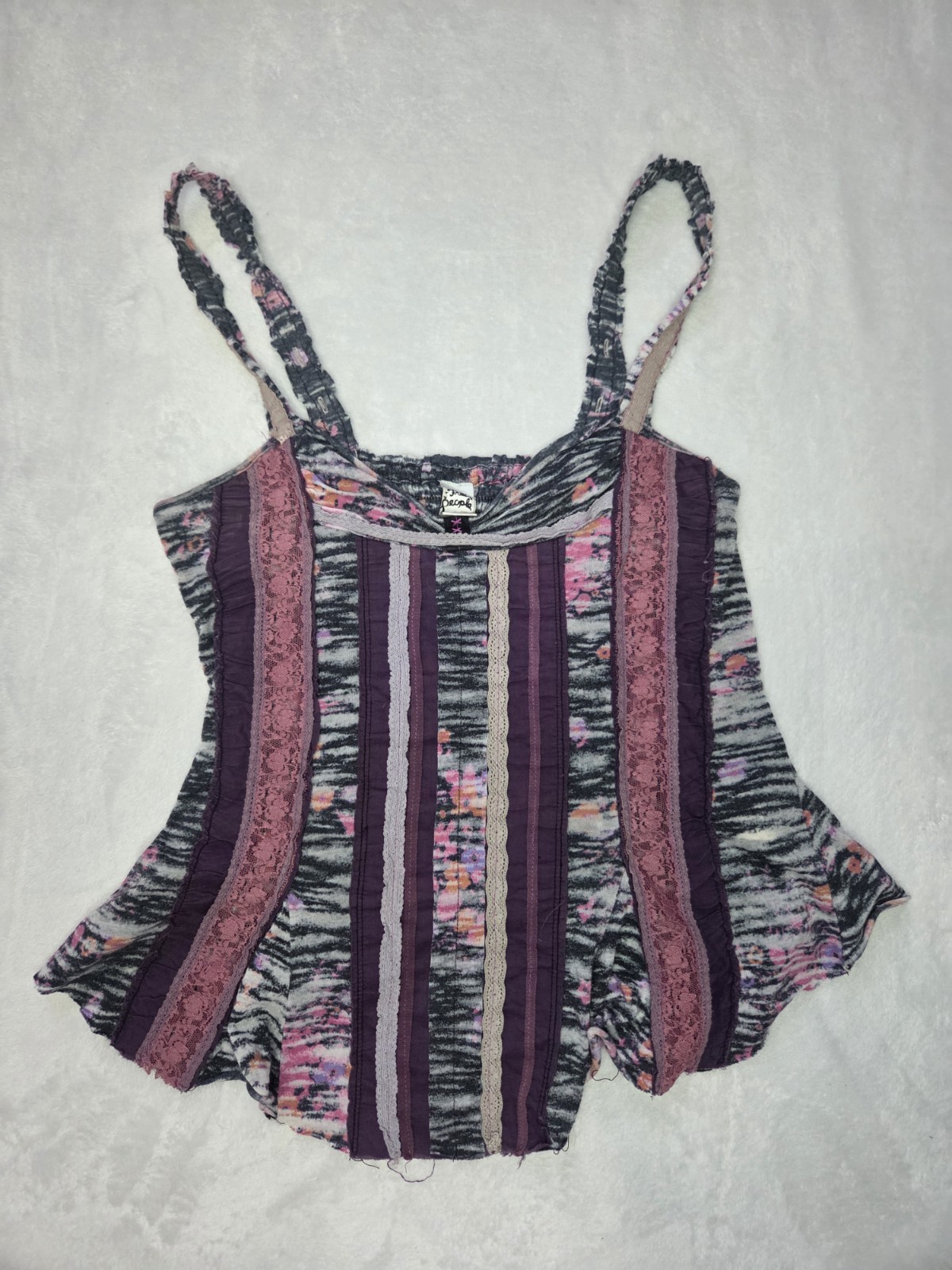 Vintage Free People Patchwork Lace Tank Top M Fairycore Whimsygoth Archival Y2K