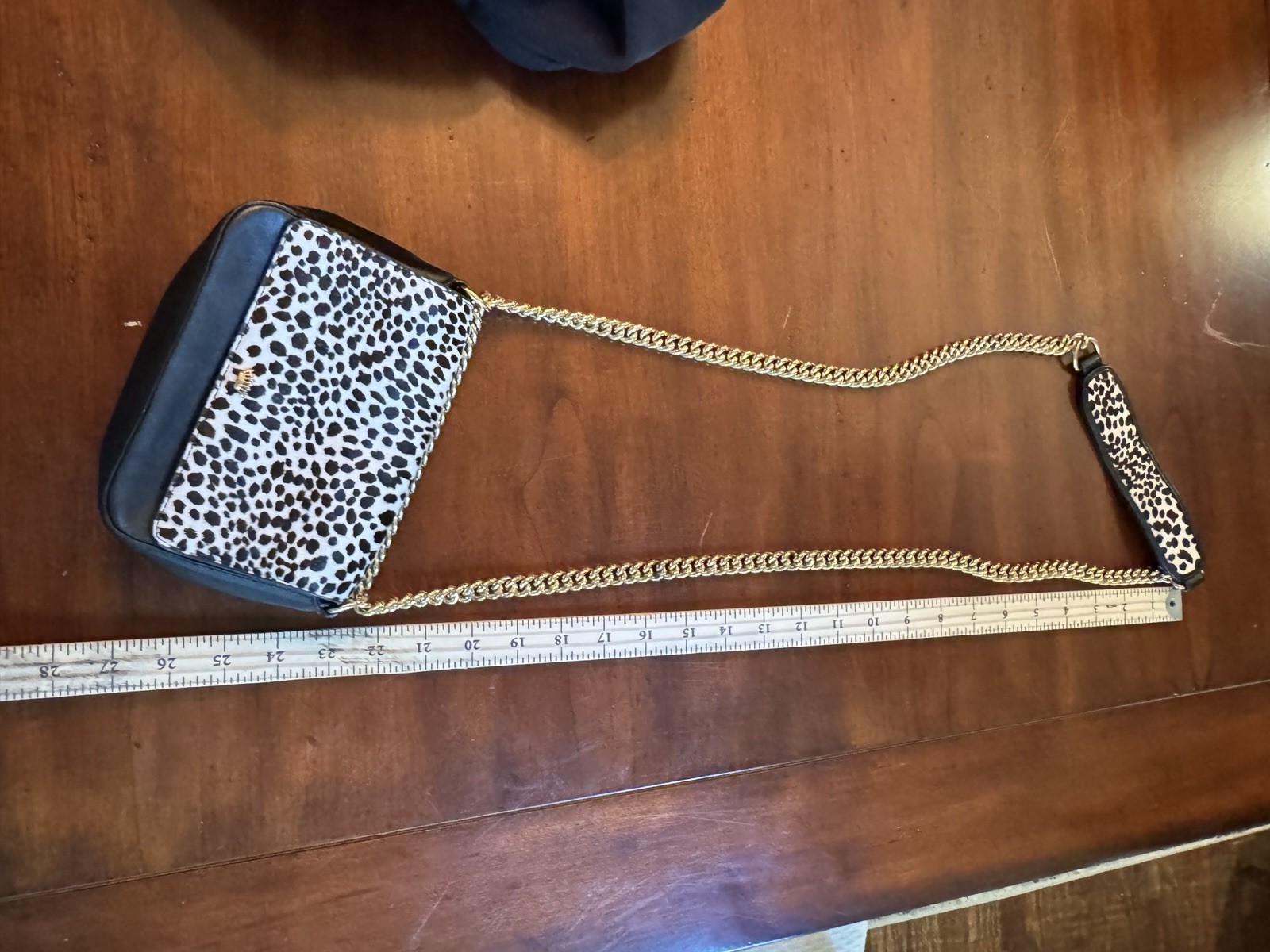 Juicy Couture Black Label Black & White Animal Print Flap Crossbody Gold Chain