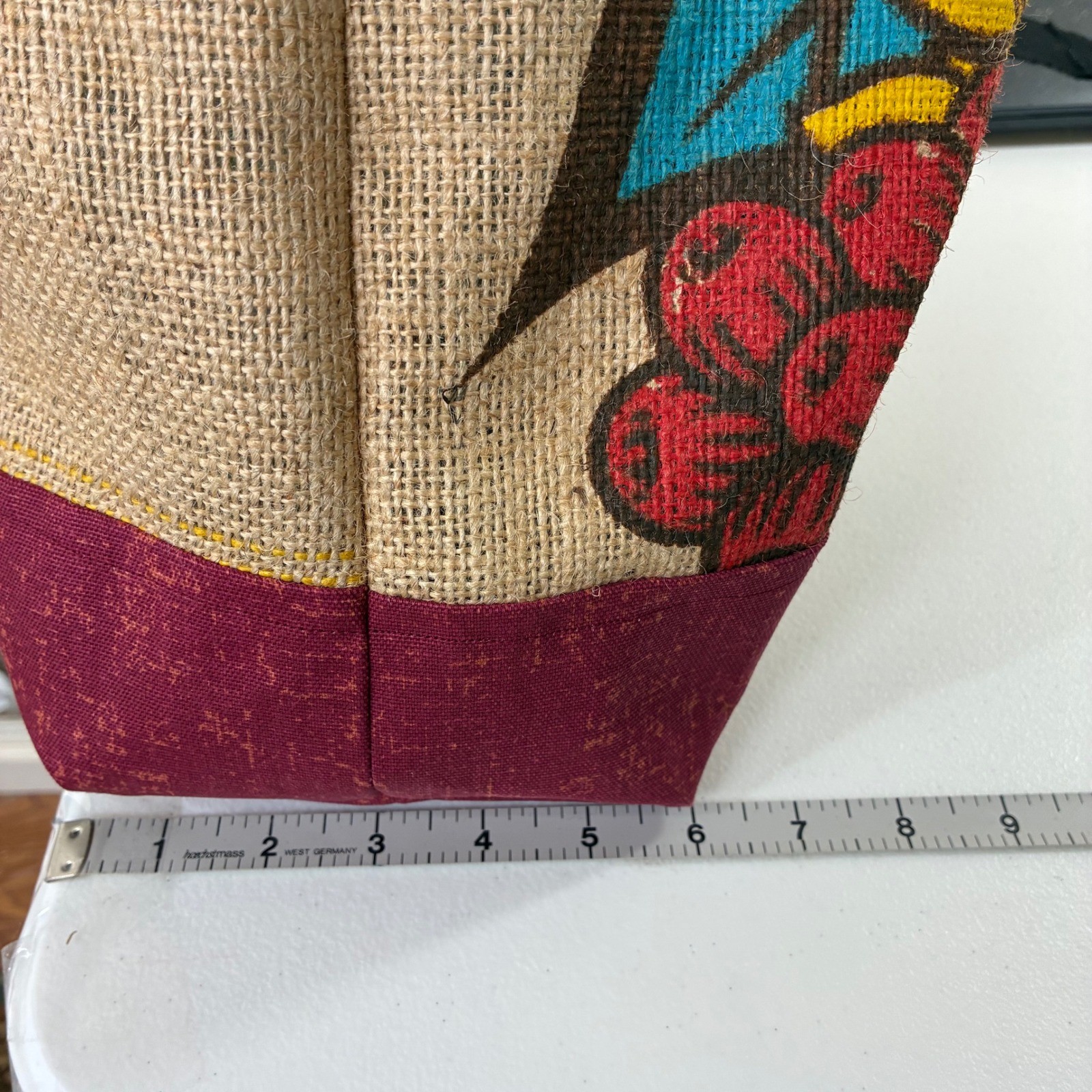 Handmade 2024 Estate Reserve Burlap Coffee Sack Tote Bag Tropical Floral Lined