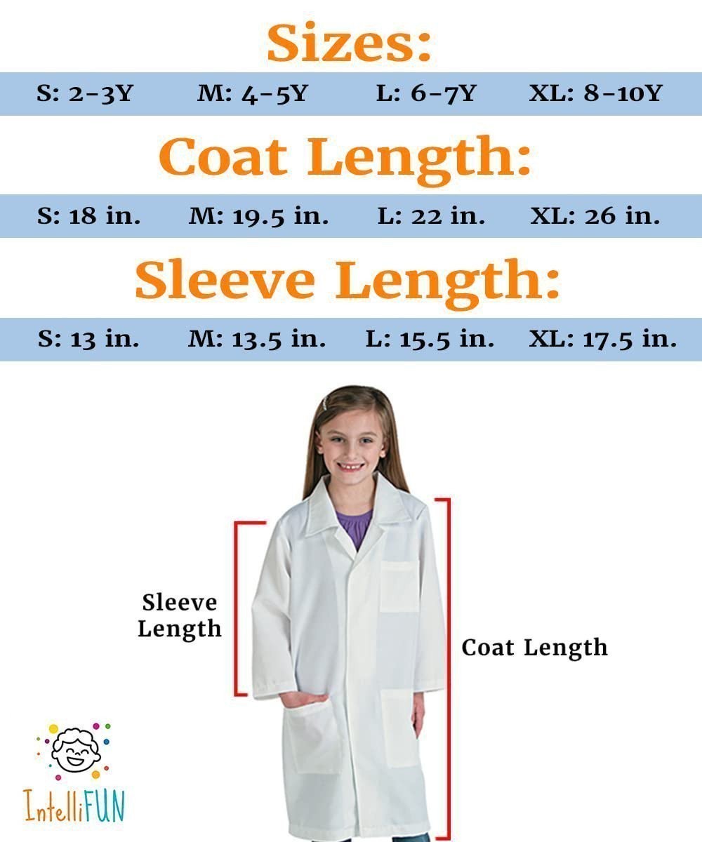 IntelliFun Kids Lab Coat Science Doctor Lab Dress-Up Fun Ages 2-10 (Large 6-7Y)