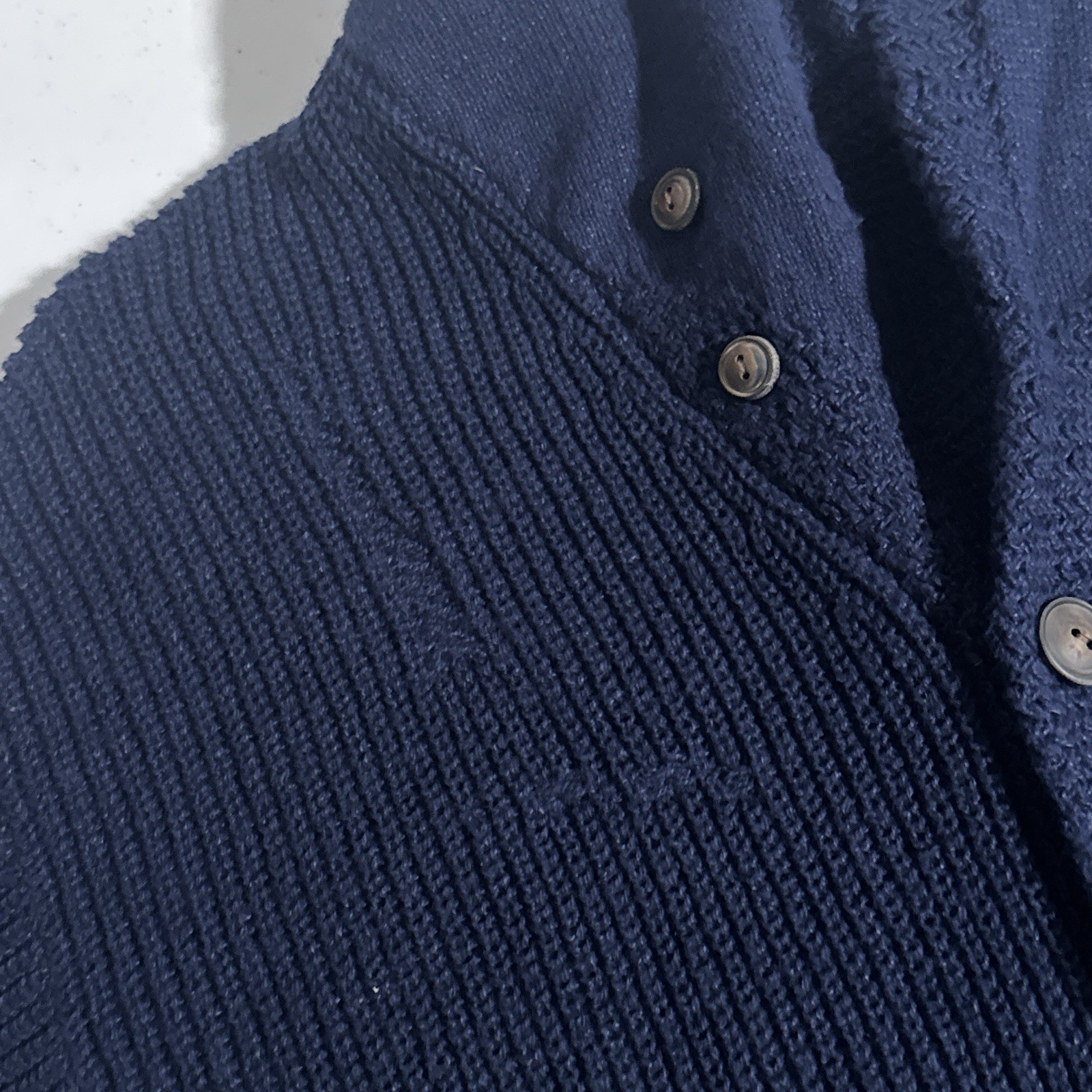 NEW Polo Ralph Lauren Men’s Large Navy Distressed Linen Cotton Shawl Cardigan L