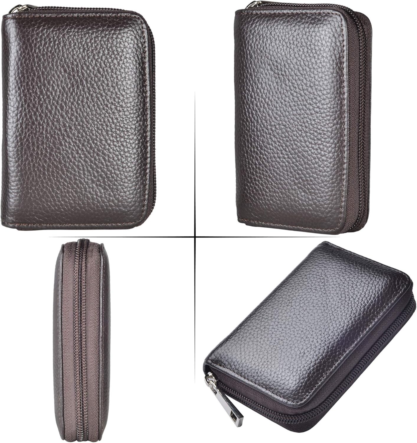 Compact Genuine Leather Wallet with 26 Card Slots & RFID Blocking – 5×3 Inches