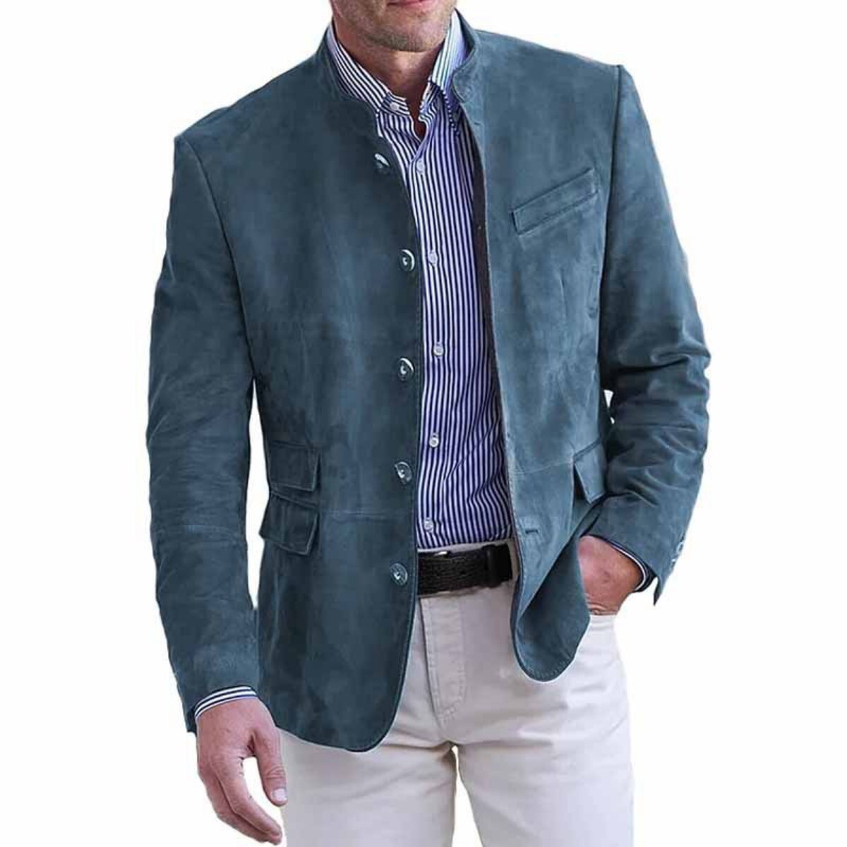 Men’s Suede Blazer Winter Warm Leisure Soft Comfort Coat Thick Jacket Top AU