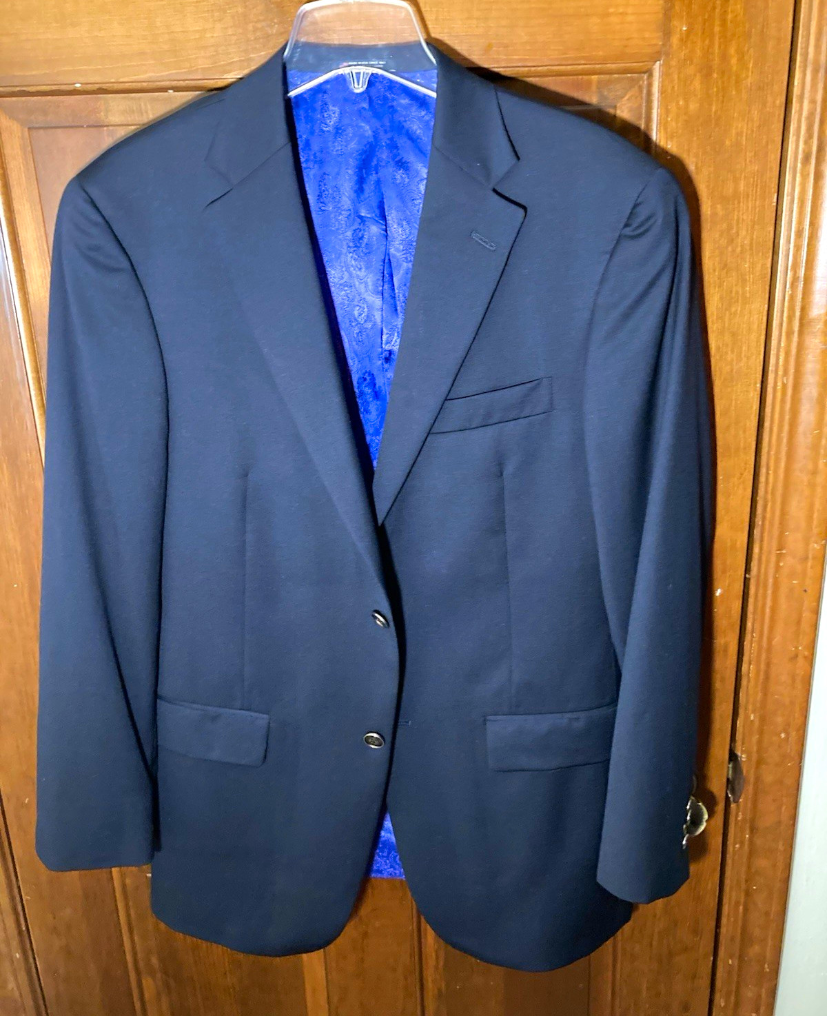 Hart Schaffner & Marx 42R Navy Blazer 100% Worsted Wool Custom Lined USA Sport