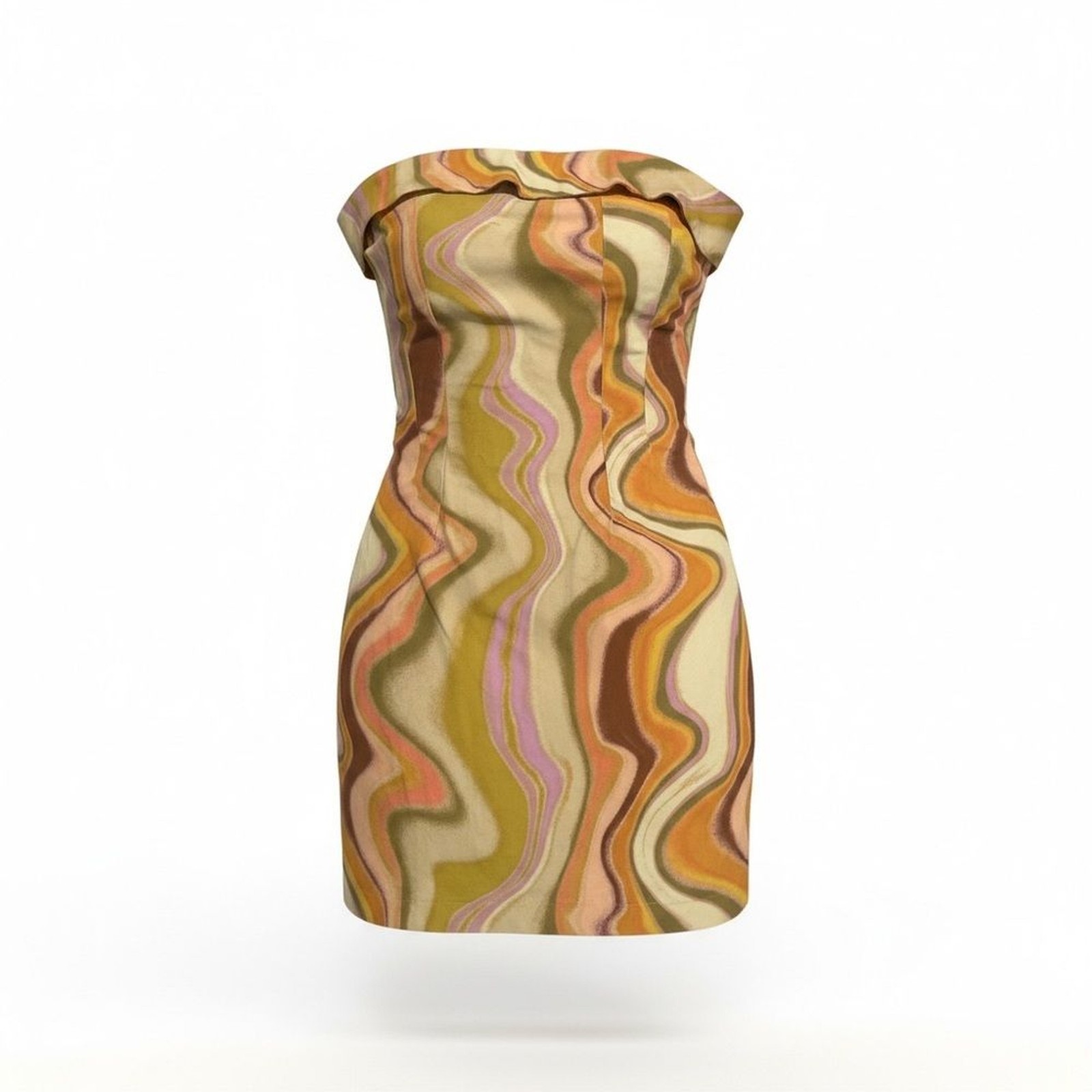 Wild Fable Retro Multicolor Swirl Strapless Bodycon Mini Dress Size XS