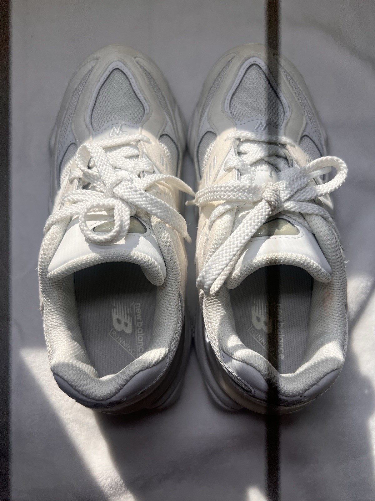 New Balance PC9060LL White Lace-Up Low Top Sneakers for Running & Casual