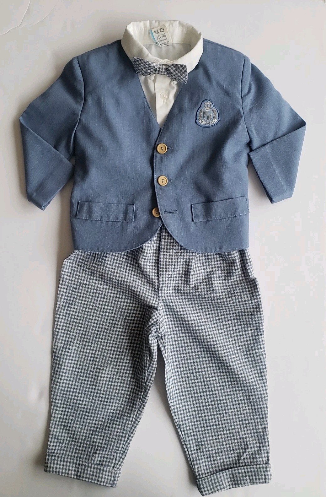 Vintage Baby Boy Cradle Togs 18 Months 4 Piece Suit Linen Seersucker Shirt Tie