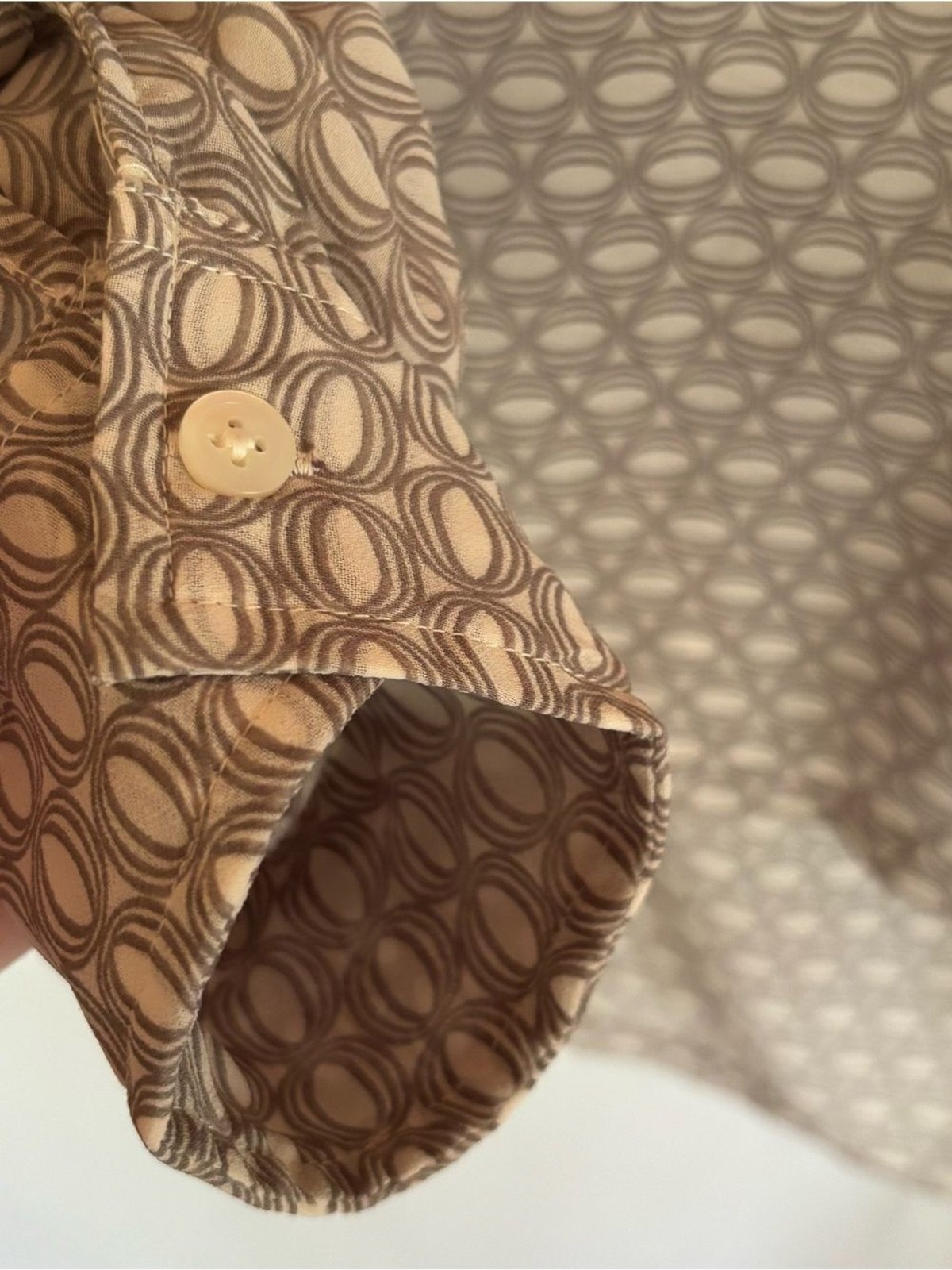 Halogen Sheer Geometric V-Neck Blouse Long Sleeve Office Lightweight Layering