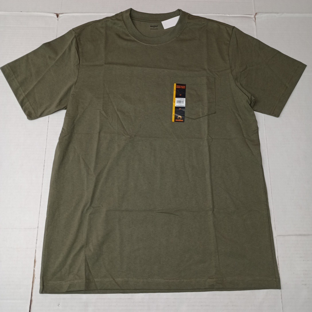 2 Brahma Short Sleeve Work T-Shirt LT 42-44 Green Artichoke Pocket Tee Cotton