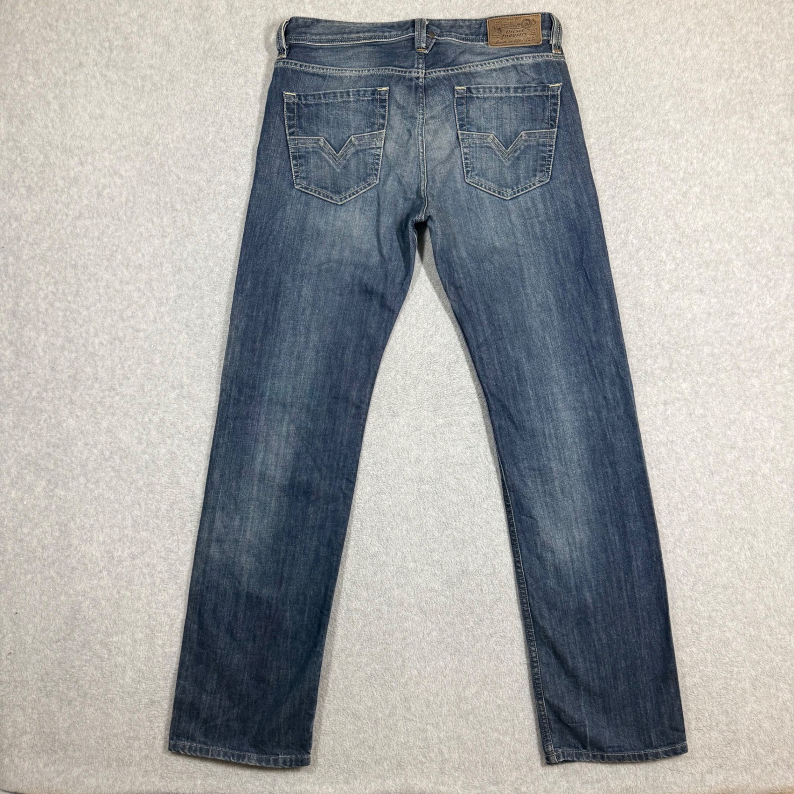 Diesel Industry Mens Straight Leg Blue Denim Jeans 30×32 Button Fly Cotton