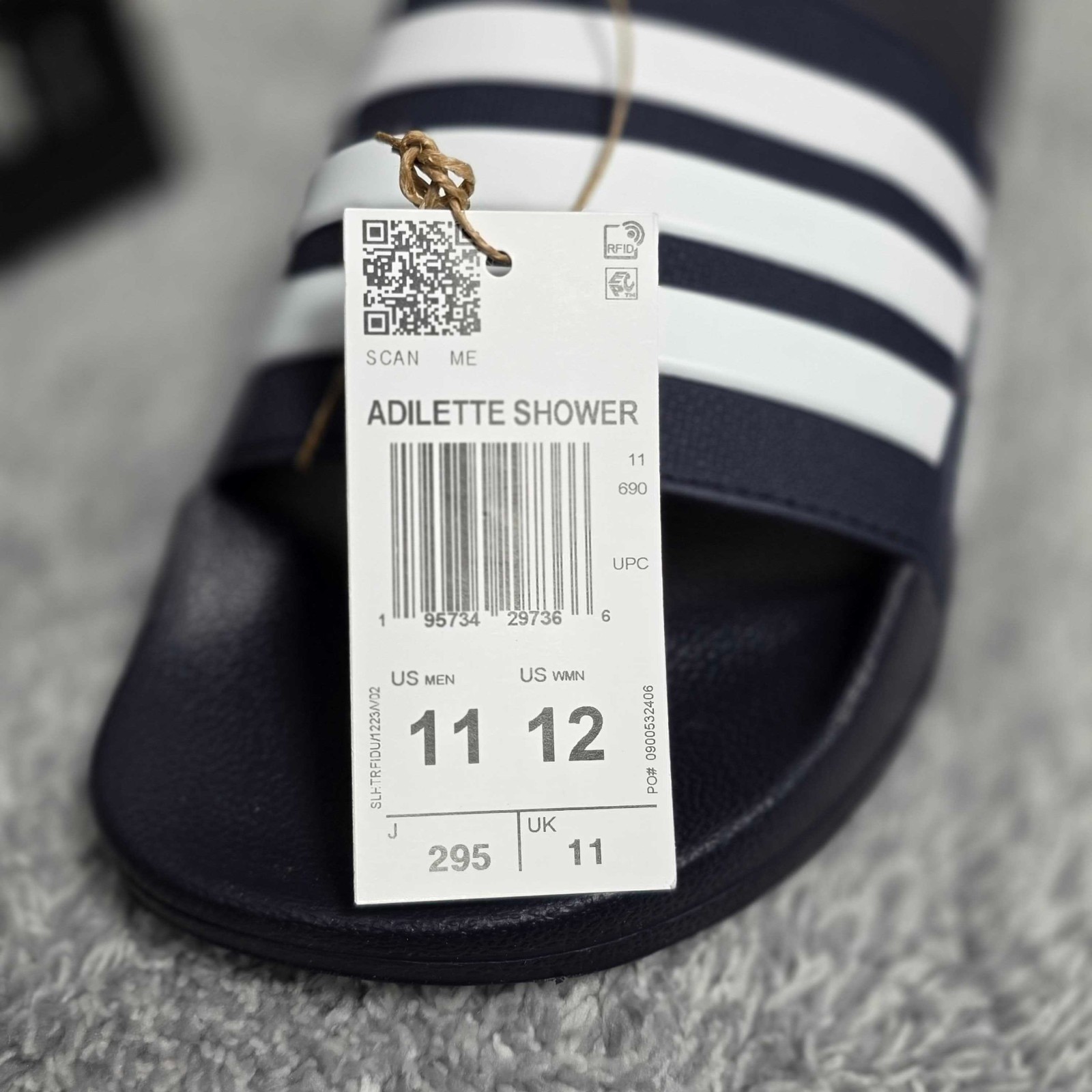 Adidas Adilette Shower Slides Men’s 11 / Women’s 12 GZ5920 Flip Flops Navy NEW