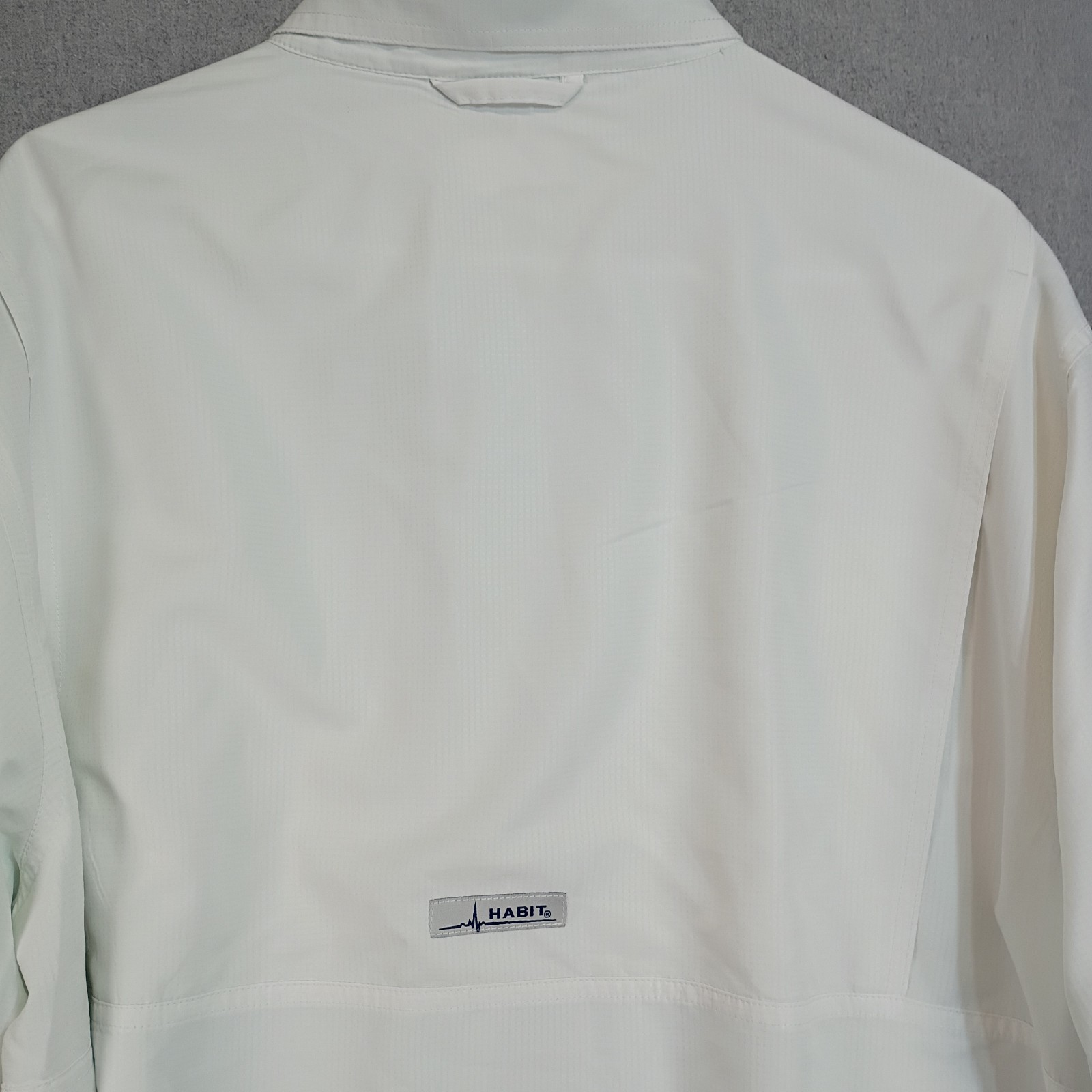 Habit L White Performance Fishing Shirt UPF 40+ Vented Solar Factor Utility Hike
