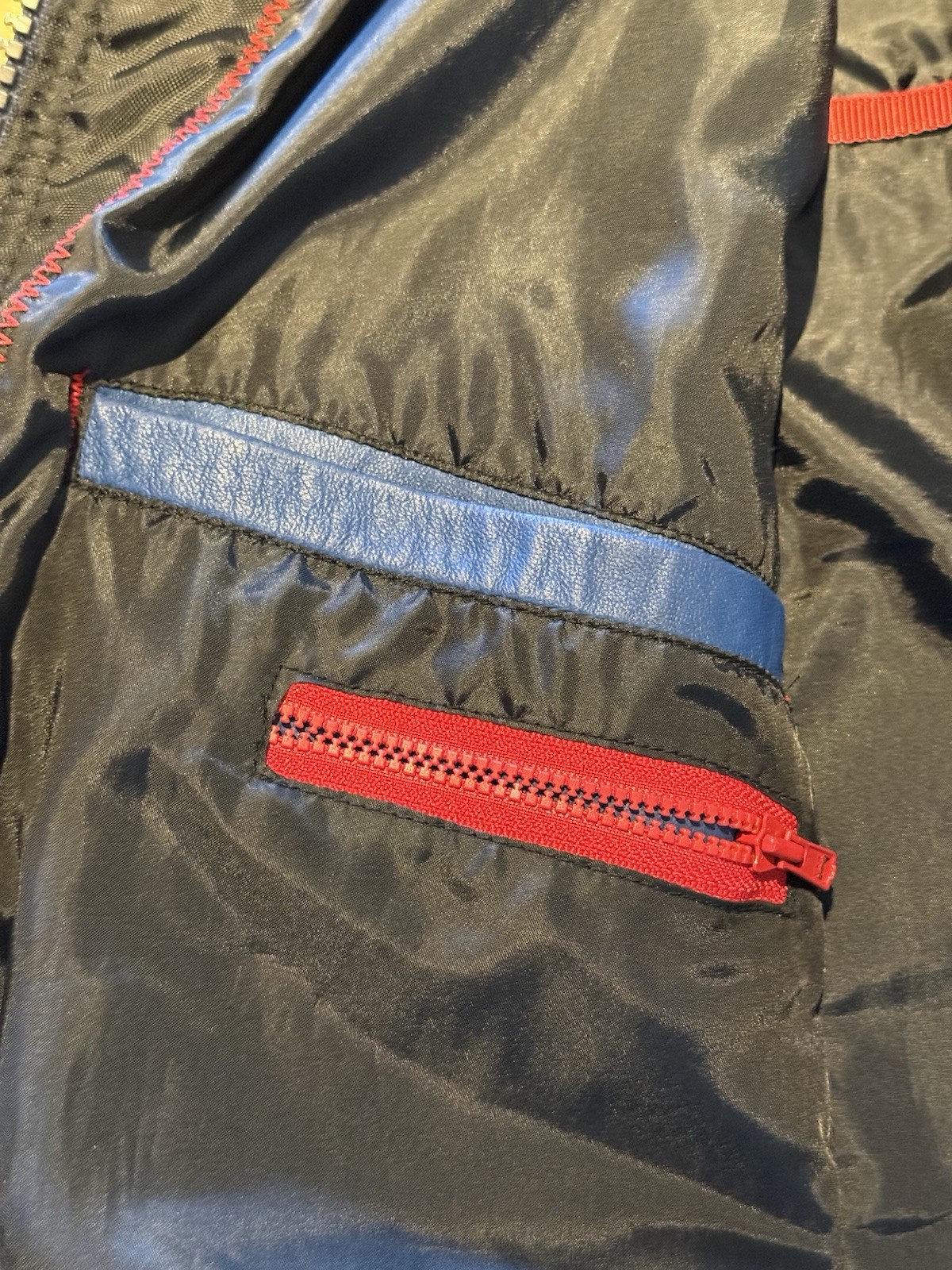 Blue Leather Jacket Strellson Racer Jacket XL Swiss Designer Lined Zip Up