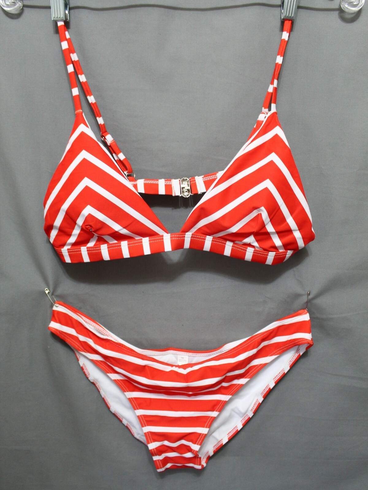 ZAFUL women 82% polyamide 18% elasthane red/white 2 piece bikini SZ LARGE 10 NEW