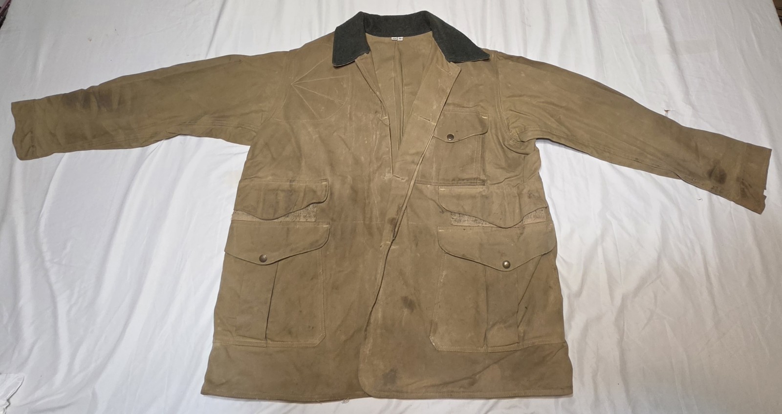 Vintage C.C. Filson Co Style 66 Tin Cloth Wax Jacket S/44 XL MADE IN USA X LONG