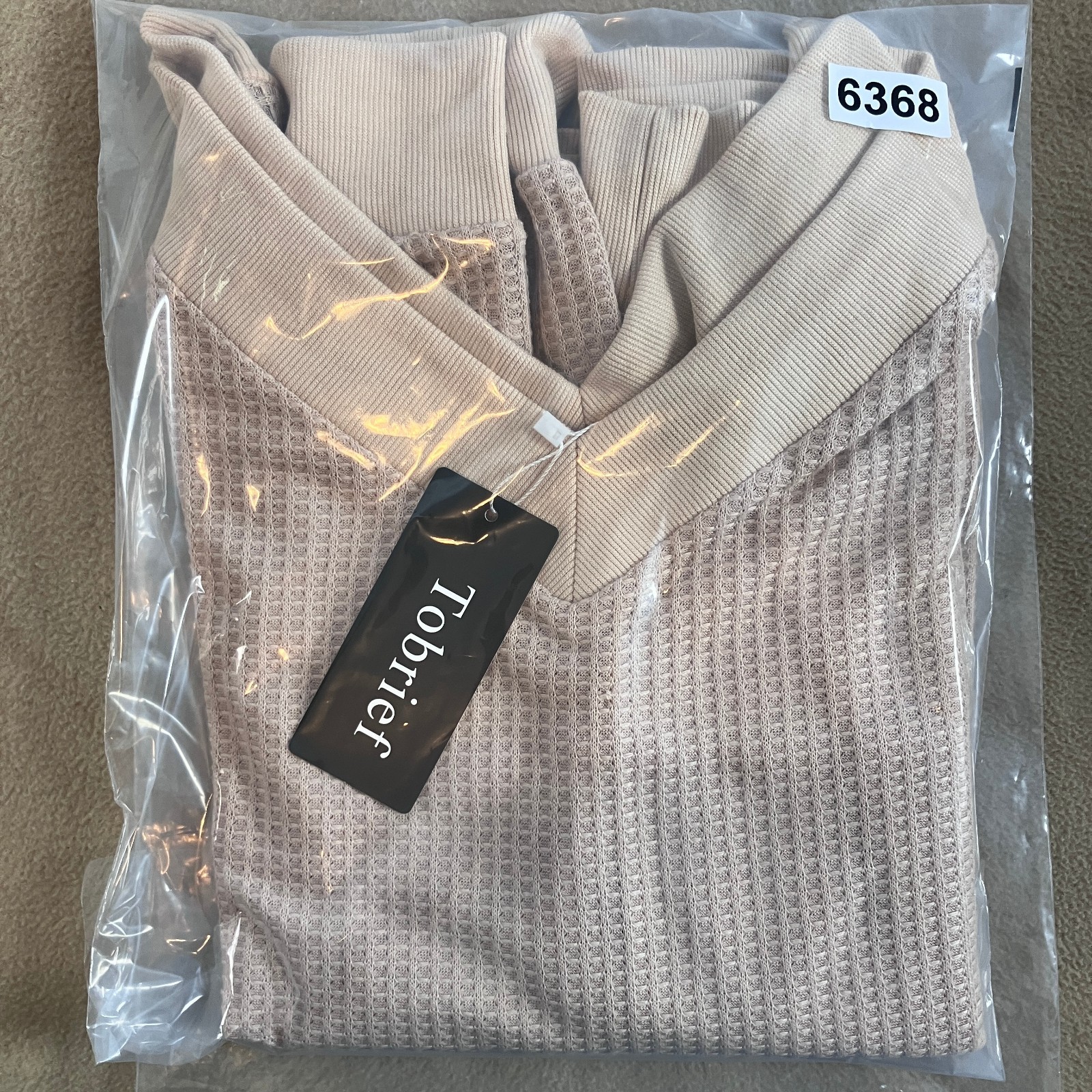Tobrief Waffle Knit V-Neck Pullover Sweater Women’s Size M Blush NWT