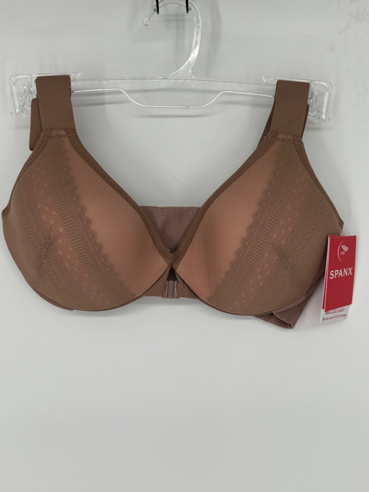 NEW Spanx BRA-LLELUJAH Illusion Lace Full Coverage Bra Café Vintage Rose Sz 38B