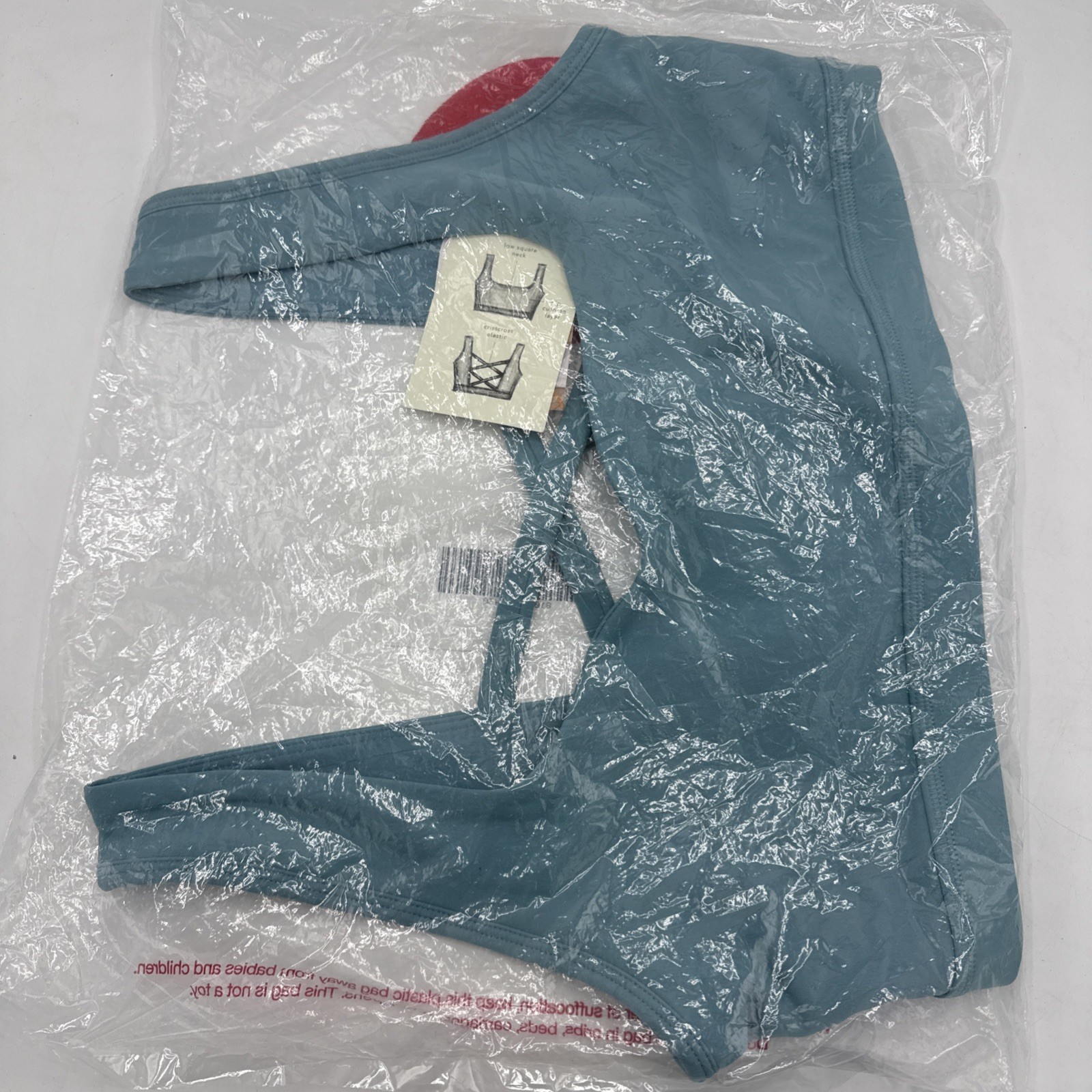 Blogilates Large Crisscross Bra Cameo Blue NWT Sports Bra Low Square Neck