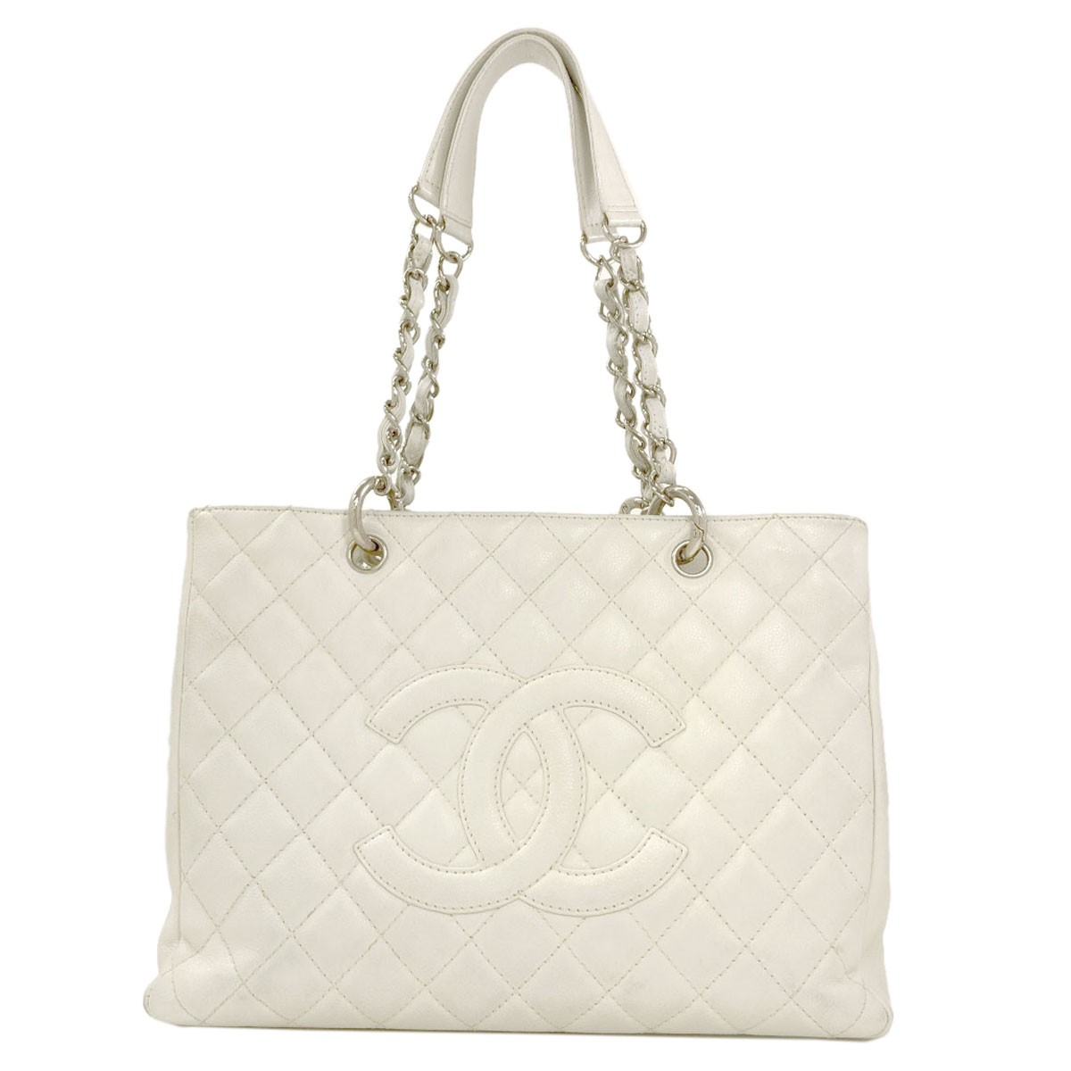 CHANEL COCO Mark Matelasse SilverHardware Tote Bag Grained Calfskin Skin L…
