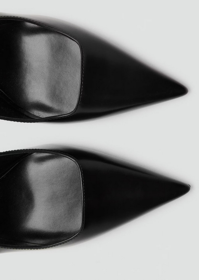 NEW MANGO MNG BLACK LEATHER POINTED TOE SLINGBACK HEELS SHOES 36 US 6