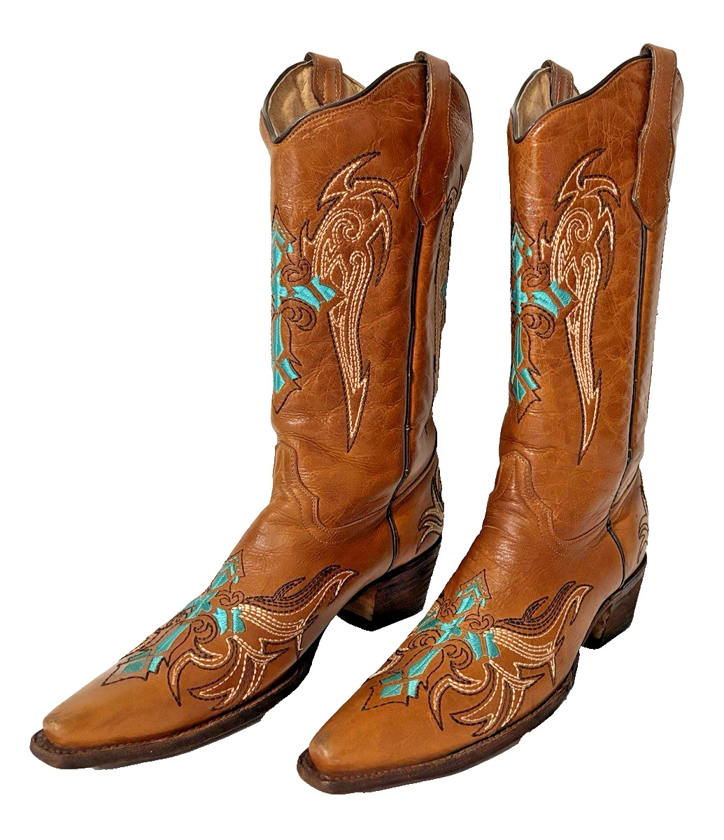 Circle G by Corral Women’s Light Brown Leather Cowboy Boots L5104 – Size 9 M