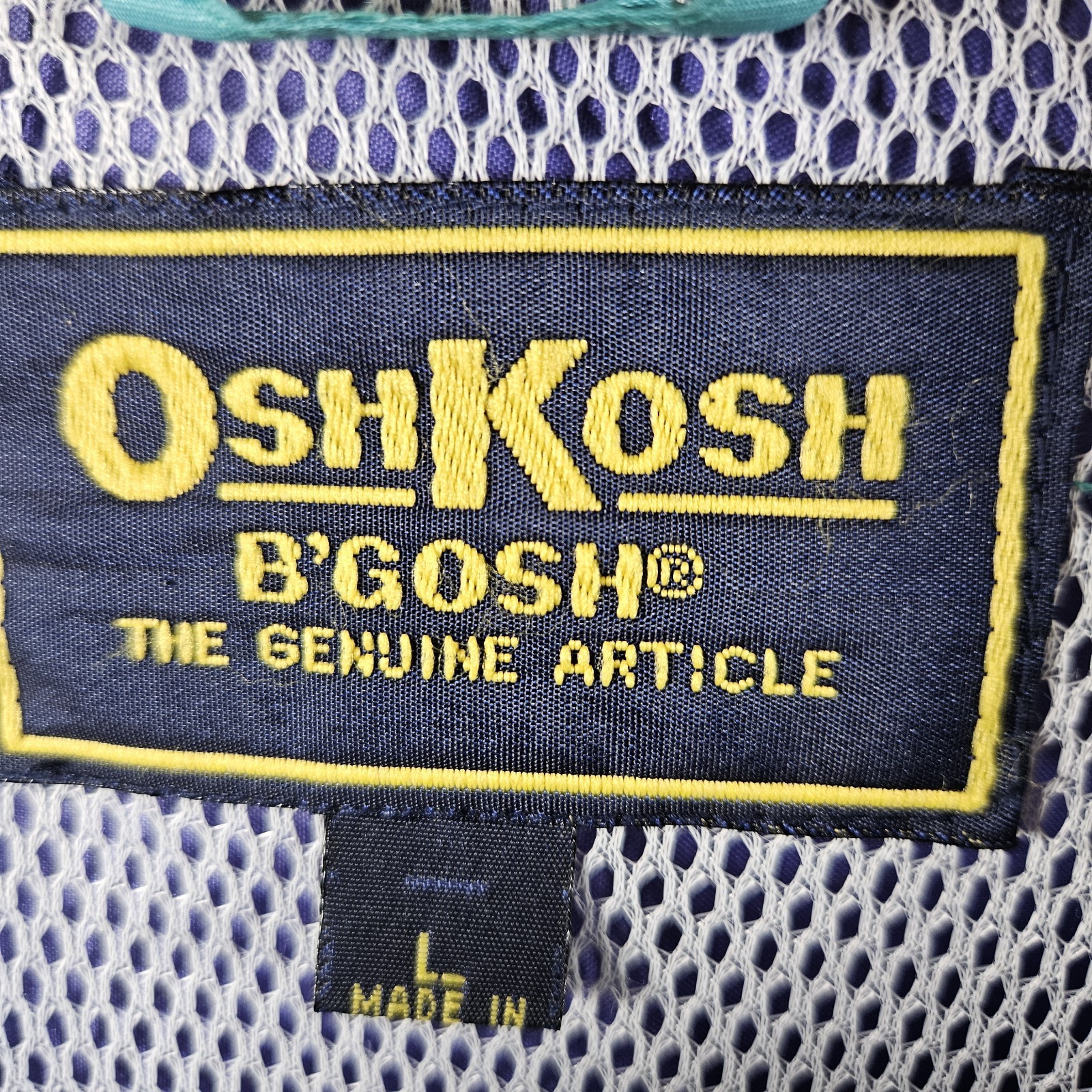 VTG 90s OshKosh B’Gosh Windbreaker Sz Large Colorblock Track Jacket Vented Hood